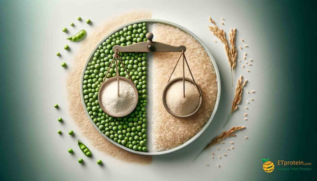 Rice Protein vs. Pea Protein: A Comprehensive Comparison.Explore the benefits of rice vs. pea protein and discover ETprotein's high-quality, sustainable plant-based protein options for health.