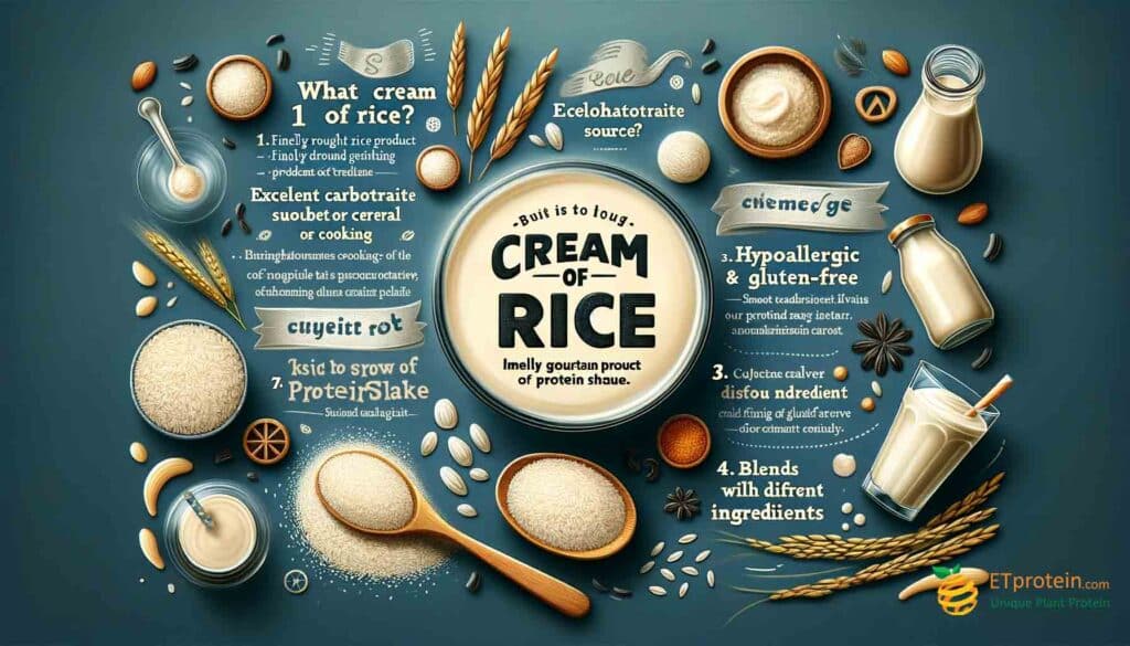 Cream of Rice in Protein Shakes: Nutritional Advantages.Explore the benefits of cream of rice in protein shakes for muscle recovery, easy digestion, and dietary versatility with ETprotein.