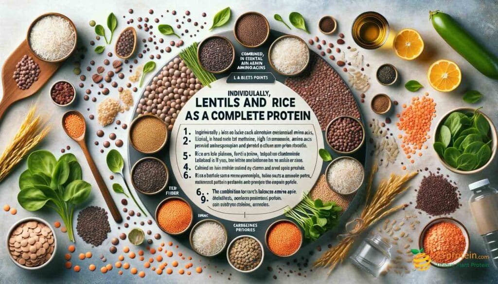 Lentils and Rice: A Complete Protein Power Duo.Discover the benefits of lentils and rice as a complete protein, a nutritious duo ideal for a balanced vegan diet.