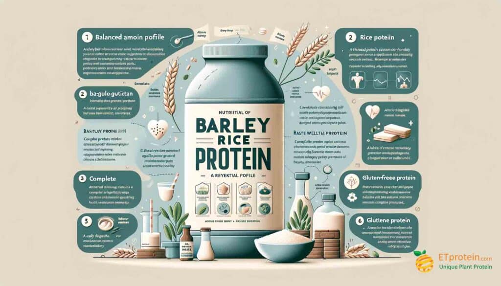 Barley Rice Protein: ETprotein's Quality Revealed.Explore the health benefits of barley rice protein and discover ETprotein's superior, allergen-free, sustainable rice protein supplement.