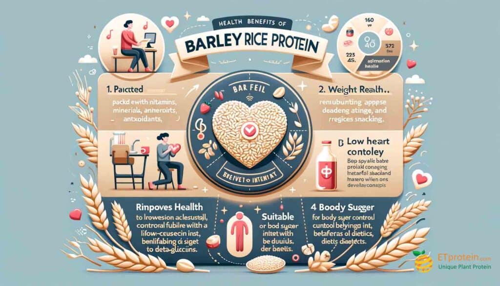 Barley Rice Protein: ETprotein's Quality Revealed.Explore the health benefits of barley rice protein and discover ETprotein's superior, allergen-free, sustainable rice protein supplement.