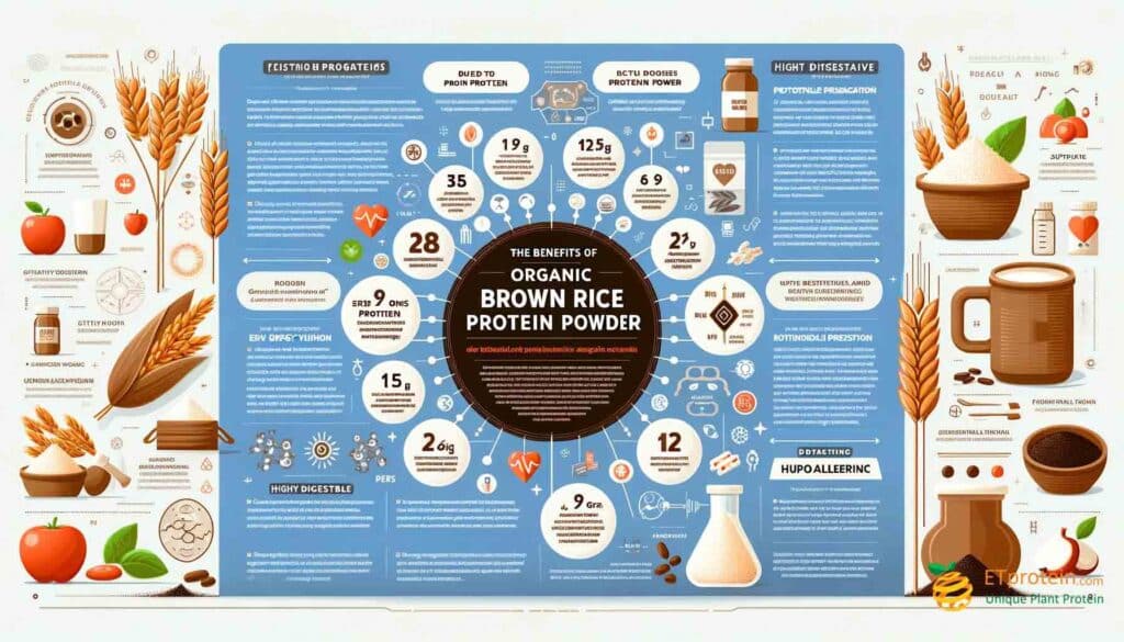 Introduction to Organic Brown Rice Protein Powder.Discover the benefits of ETprotein's Organic Brown Rice Protein Powder: a complete, hypoallergenic, and sustainable plant-based protein source for health enthusiasts.