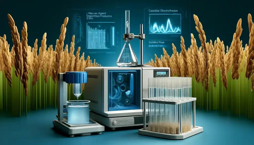 Nerve Agent Degradation Detection in Rice via MIP-SPE-CE.Innovative method combines MIP SPE column and capillary electrophoresis to detect nerve agent degradation in rice with high sensitivity and accuracy.