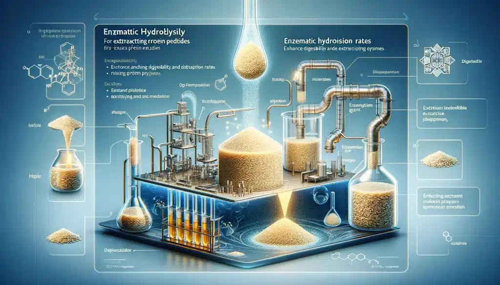 Study on the process conditions for enzymatic preparation of rice protein peptides.Discover the optimal enzymatic hydrolysis process for rice protein peptides, enhancing digestibility and extraction rates for industrial application.