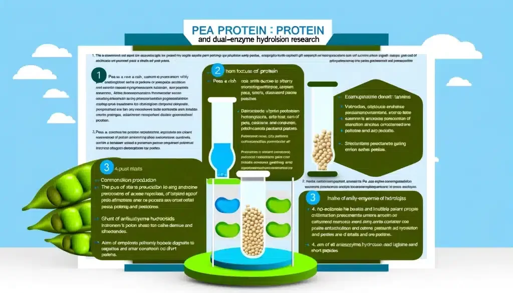 Preparation of pea peptides by dual-enzyme method and their antioxidant activity.Explore the innovative dual-enzyme hydrolysis method for pea protein to enhance peptide yield and antioxidant activity, unlocking pea's nutritional potential.