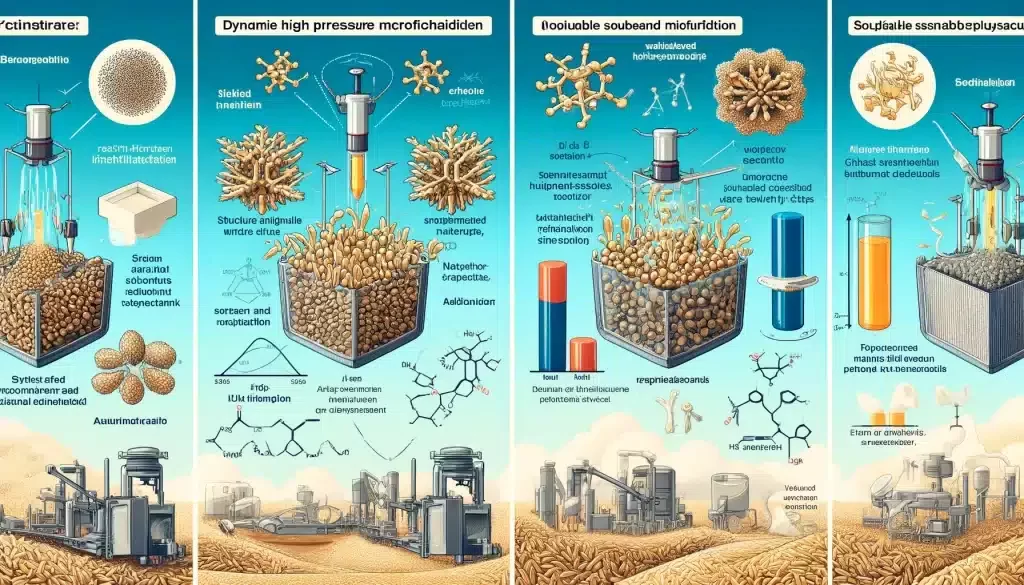 Dynamic Pressure's Impact on Soybean Polysaccharide and Rice Starch.Exploring the impact of Dynamic High Pressure Microfluidization on soluble soybean polysaccharides and its effects on rice starch aging, with insights from SEM and FTIR analyses.